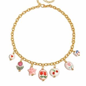 Charm Necklace with Colorful Pendants